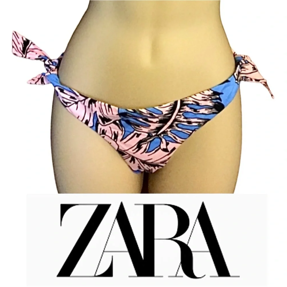 - Zara M Blue & Pink Tropical Bikini Bottom! NEW!